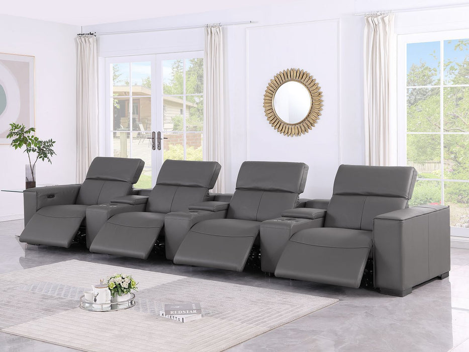 1208 - 7 Piece Leather Sofa With 4 Power Recliners And Power Headrests