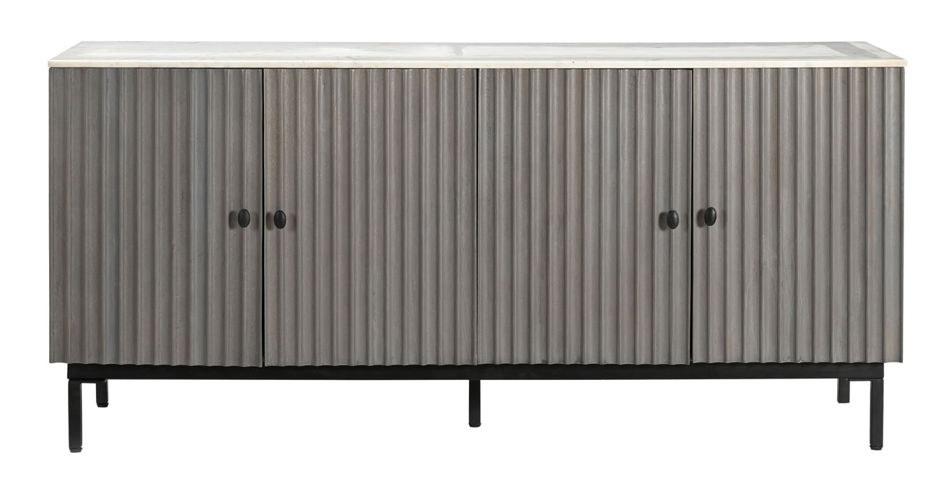 Nebulous - Four Door Credenza - Gray / White