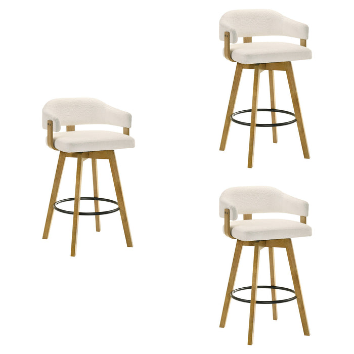 Callah - Contemporary Natural Wood Bar Height Kitchen Bar Stool