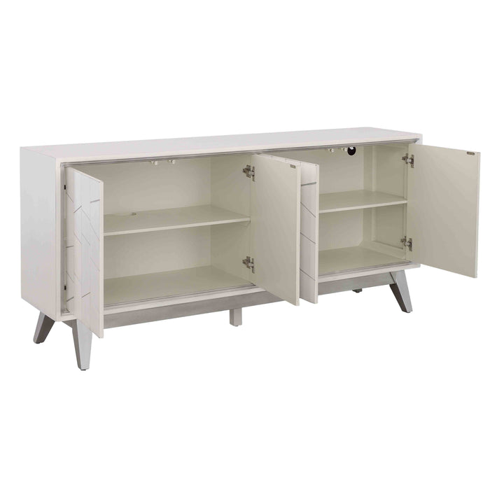 Summit - Four Door Credenza - White / Silver