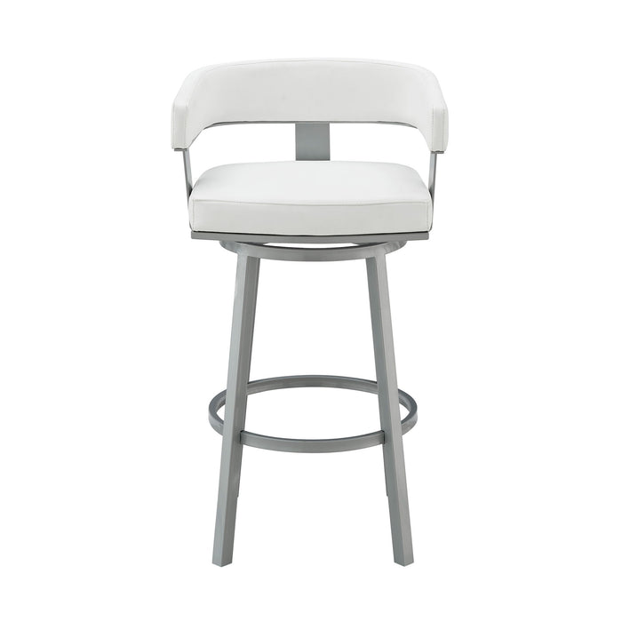 Lorin - 26" Counter Height Swivel Bar Stool - Silver / White
