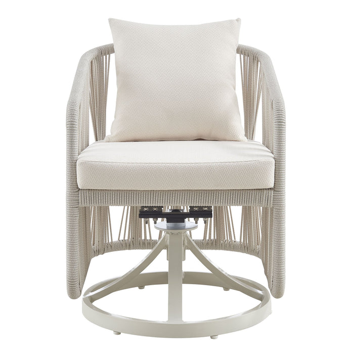 Breeze - Cream Metal Outdoor Swivel Dining Chair With Cushions - Pearl