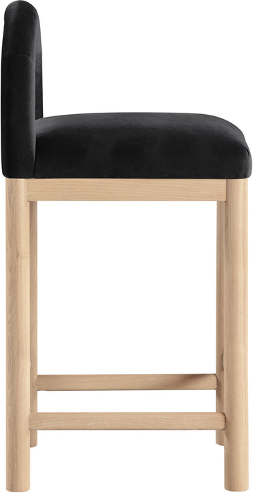Conrad - Velvet Counter Stool With Natural Legs