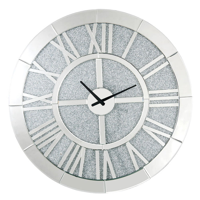 Noralie - Wall Clock - Mirrored & Faux Diamonds