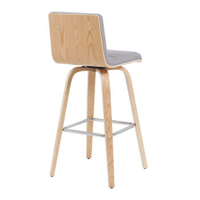 Vienna - Modern Swivel Bar Height Stool - Patterned Oak Wood Frame