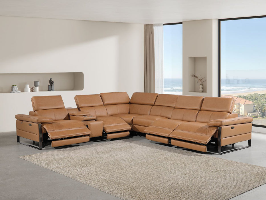 1246 - 7-Piece L-Shaped Modular Power Reclining Sectional With 4 Power Recliners And Power Headrests