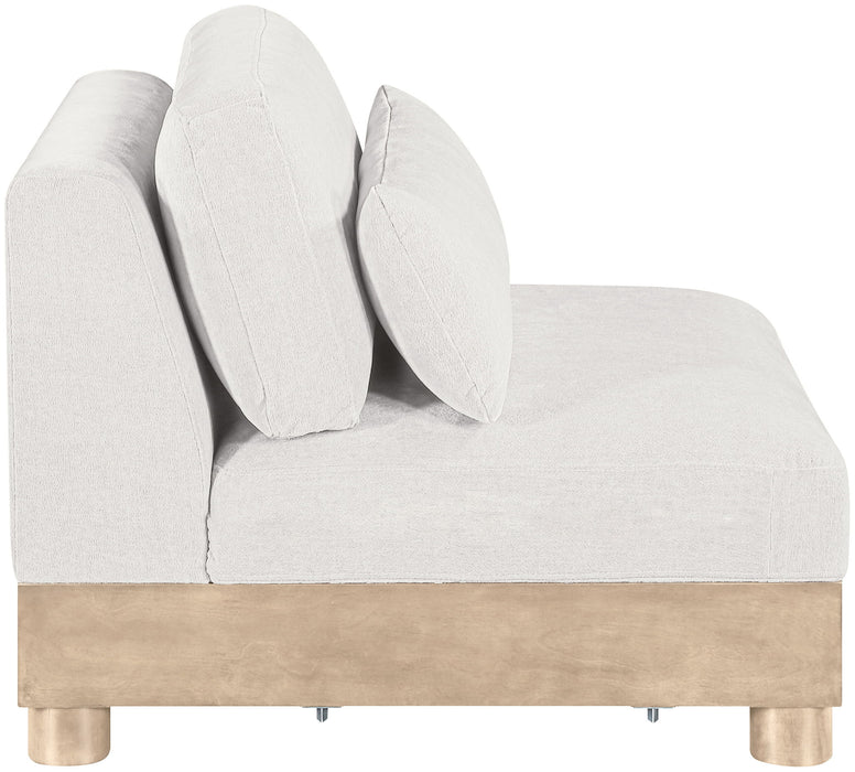 Turin - Chenille Fabric Upholstered Modular Armless Chair - Natural Base