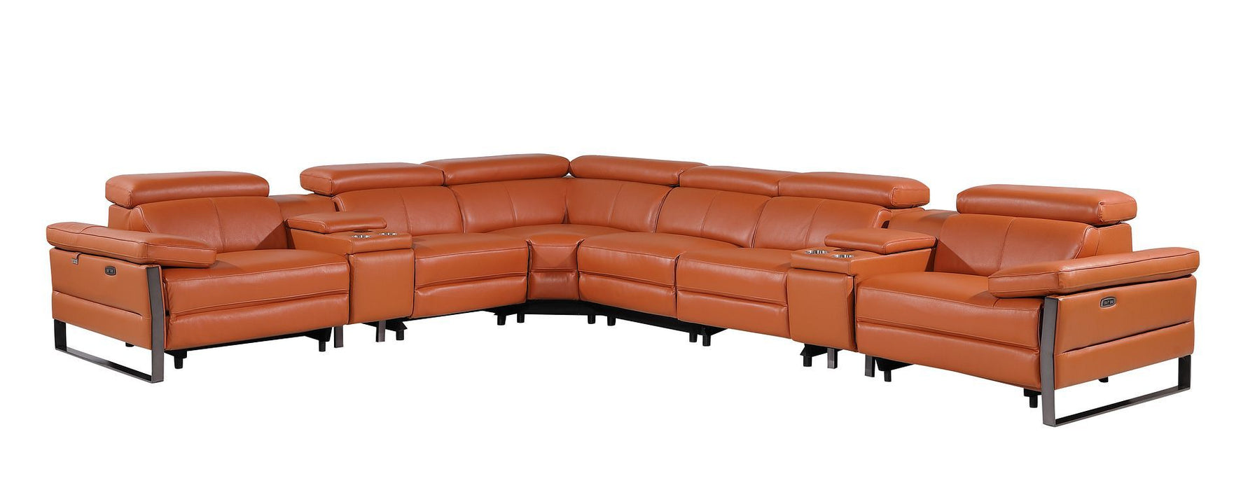 1246 - 8-Piece L-Shaped Modular Power Reclining Sectional With 4 Power Recliners And Power Headrests