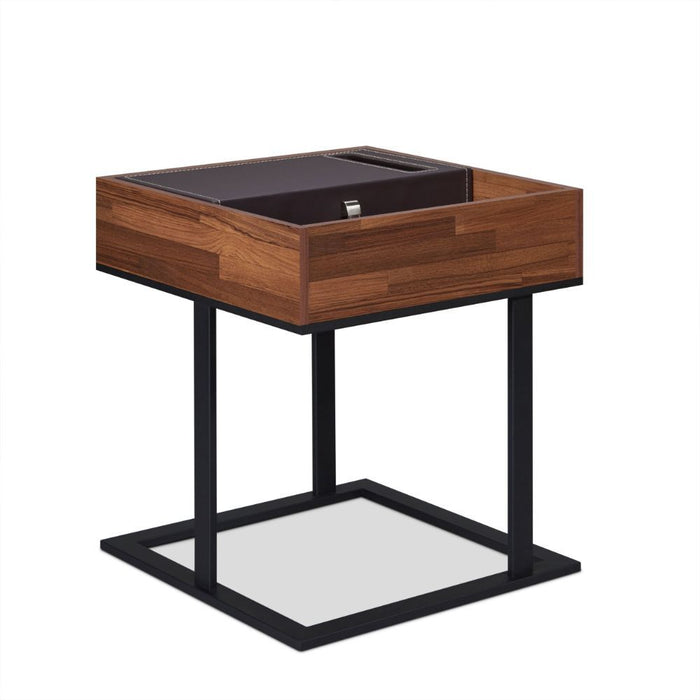 Sara - I - I End Table - Espresso PU, Walnut & Sandy Black