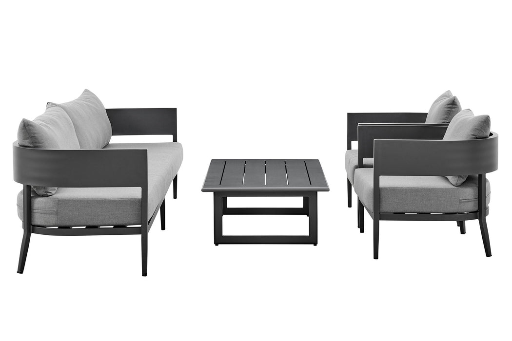 Menorca - 4 Piece Outdoor Dark Gray Aluminum & Fabric Outdoor Conversation Set