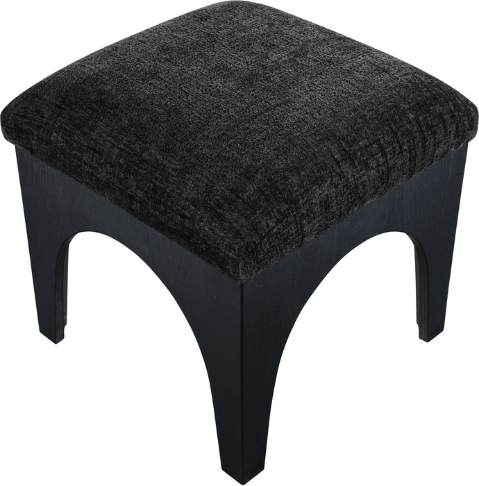 Lawson - Chenille Fabric Ottoman - Black Base