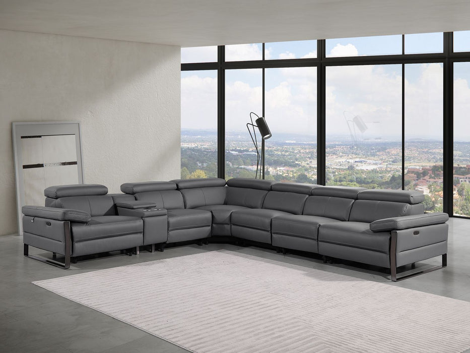 1246 - 7-Piece L-Shaped Modular Power Reclining Sectional With 4 Power Recliners And Power Headrests