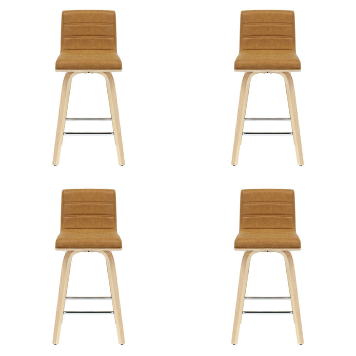 Vienna - 35.5" Swivel Counter Height Square Back Wood Bar Stool With Faux Leather Seat