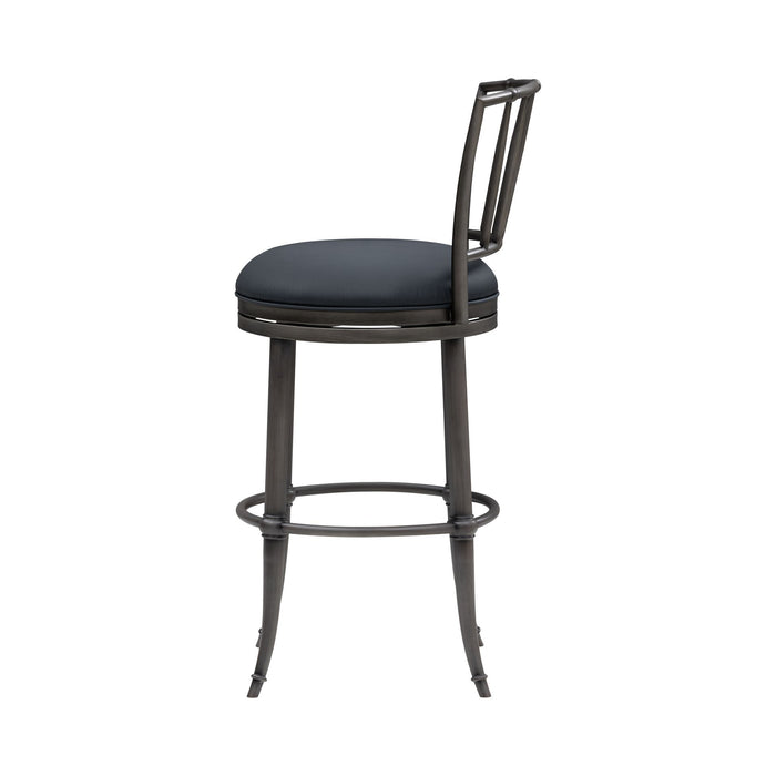 Vince - Commercial Grade Steel Frame Faux Leather Upholstered Swivel Bar Height Barstool