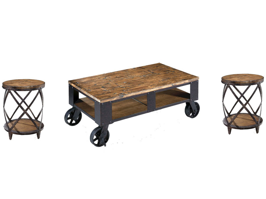 Pinebrook - Rectangular 2 Braking Casters Cocktail Table Set