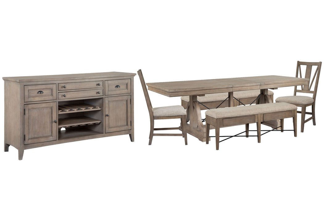 Paxton Place - Extendable Trestle Dining Table Set