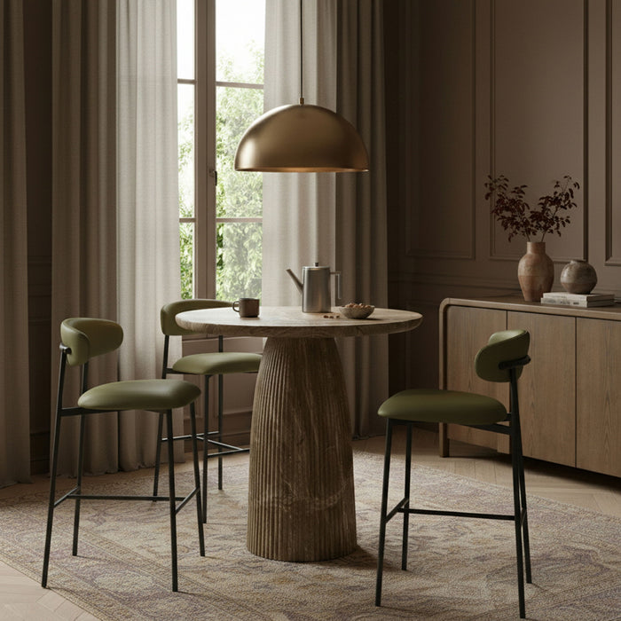 Lupita - Vegan Leather Upholstered Bar Stool With Matte Black Frame (Set of 2)