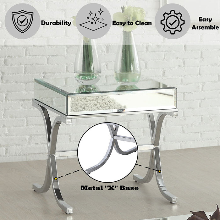 Yuri - End Table - Mirrored & Chrome