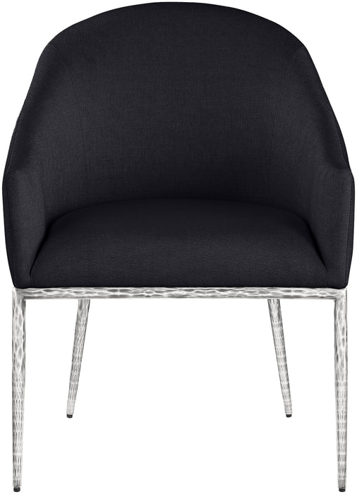 Ferro - Upholstered Dining Arm Chair With Brushed Silver Legs