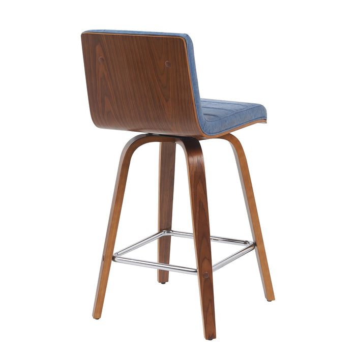 Vienna - Modern Counter Height Swivel Bar Stool - Walnut Finished Wood Frame