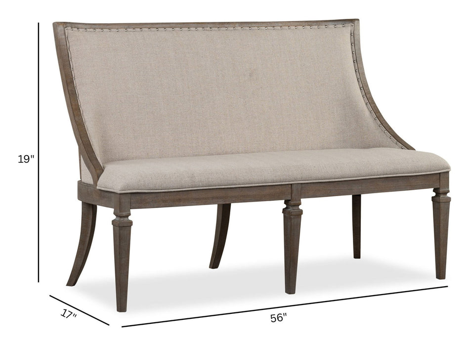 Lancaster - Bench With Upholstered Seat & Back - Dovetail Gray