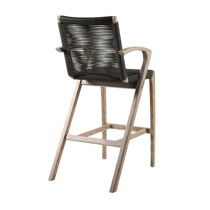 Brielle - Outdoor Light Eucalyptus Wood And Charcoal Rope Counter And Bar Height Stool