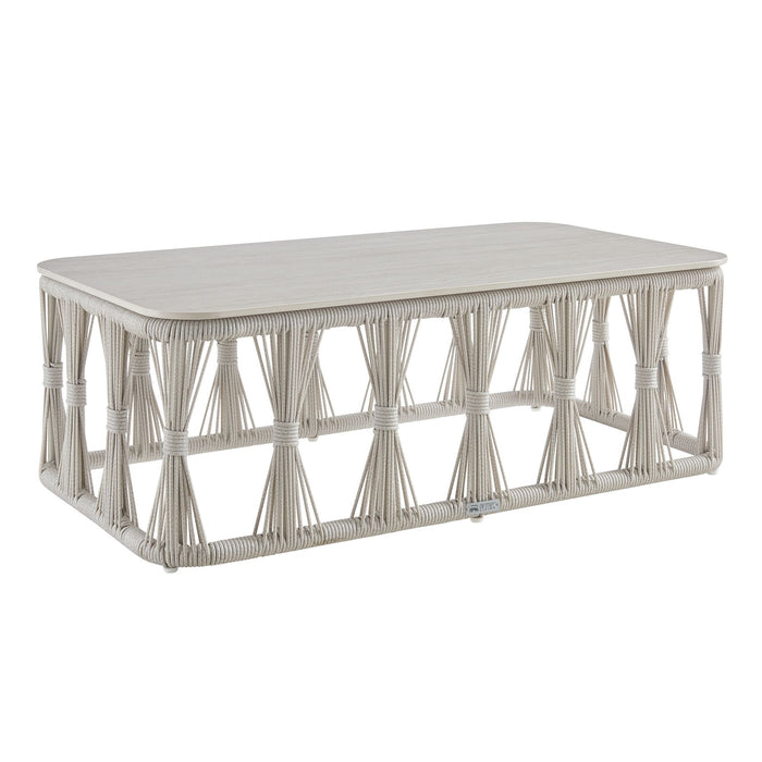 Breeze - Powder Coated Metal Rectangle Outdoor Coffee Table With Sintered Stone Table Top - Cream