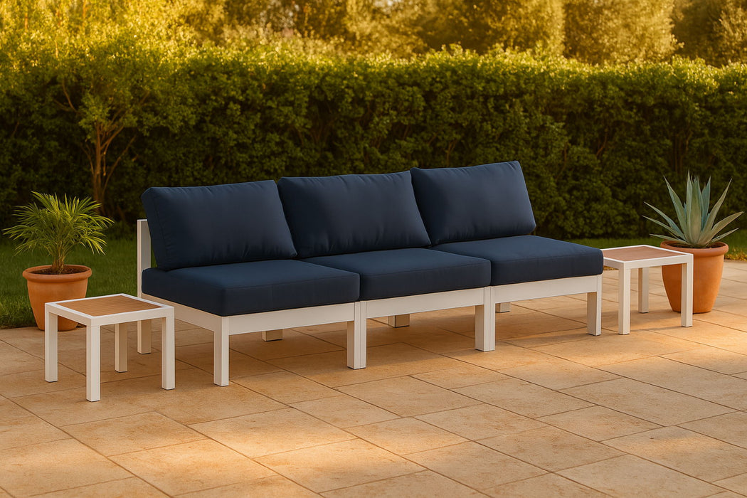 Nizuc - Outdoor Patio 3 Seat Armless Modular Sofa With White Frame