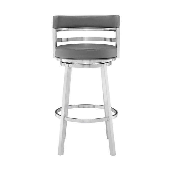 Titana - Swivel Faux Leather And Brushed Stainless Steel Bar Stool