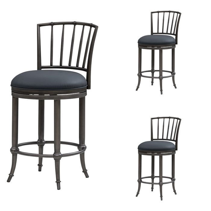 Vince - Commercial Grade Steel Frame Faux Leather Upholstered Swivel Counter Height Barstool
