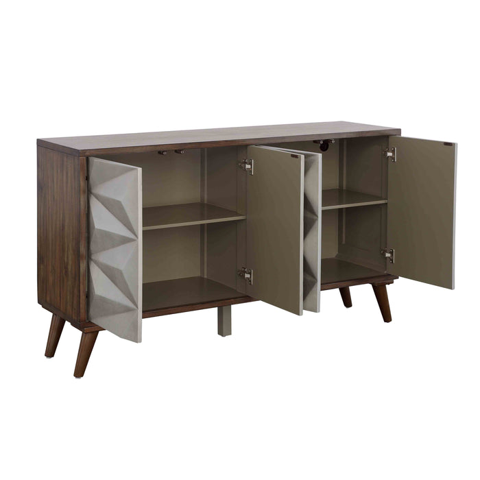 Mt.Rainier - Four Door Credenza - Brown / Silver