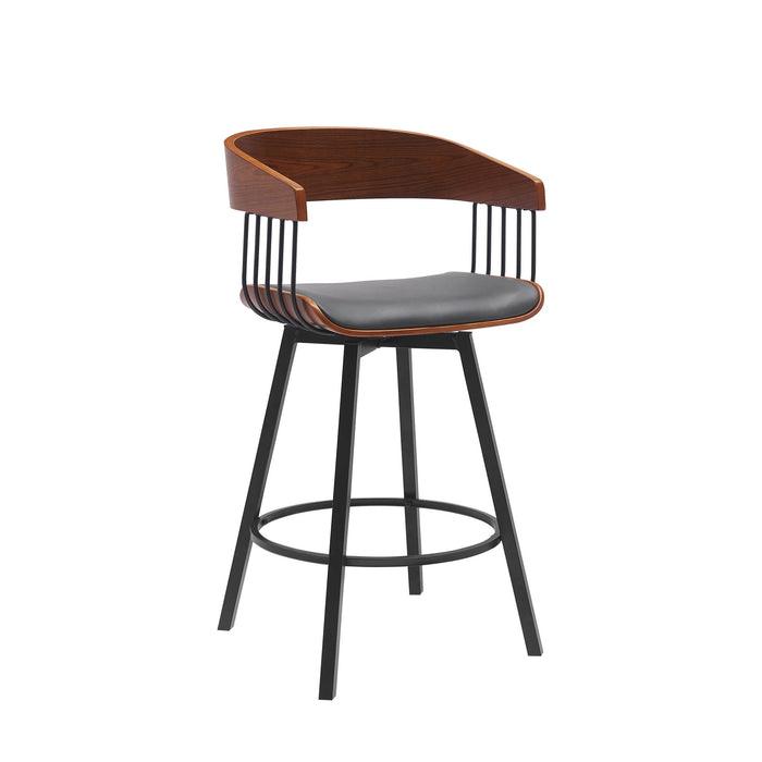 Athena - Swivel Walnut Metal Stool