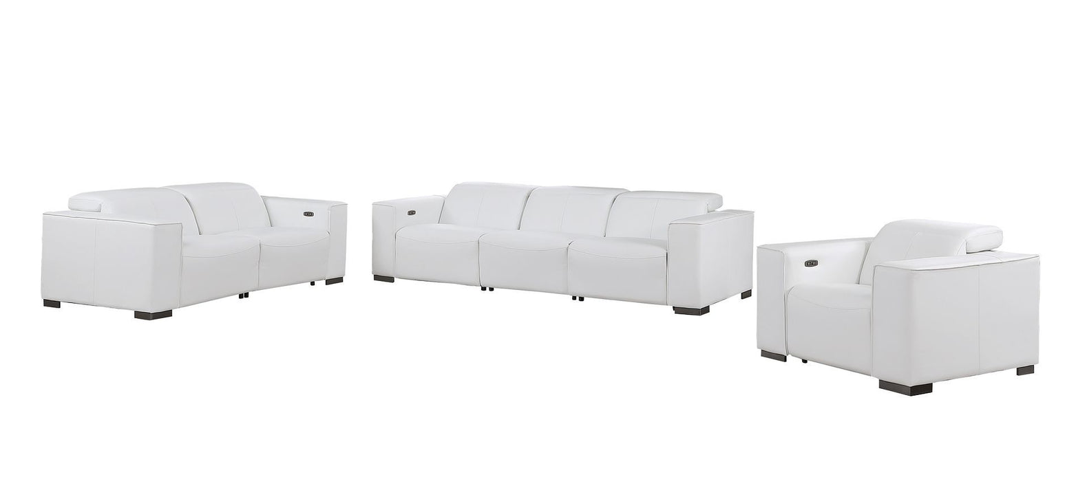 1208 - Leather Reclining Set (Sofa, Loveseat & Chair With 6 Power Recliners)