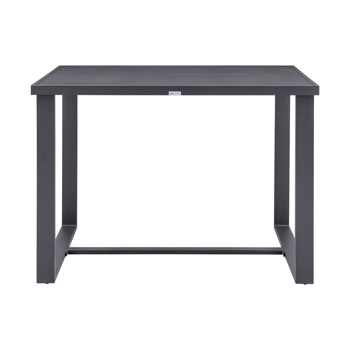 Menorca - Outdoor Patio 5-Piece Bar Table Set In Aluminum With Gray Cushions