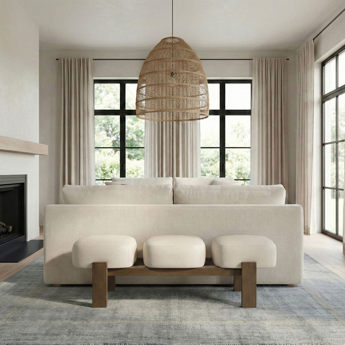 Woodcrest - Vegan Leather Upholstered Bench - Painted Brown Walnut Base