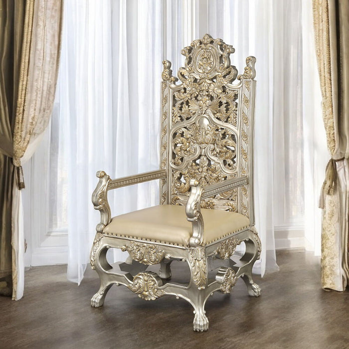 Danae - Arm Chair (Set of 2) - Synthetic Leather , Champagne & Gold