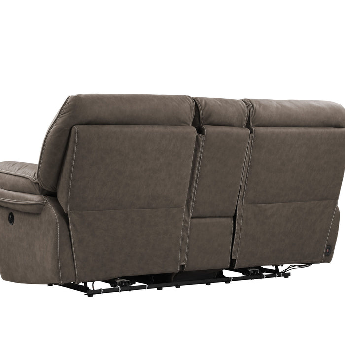 Allyn - Power Console Loveseat - Gray Taupe