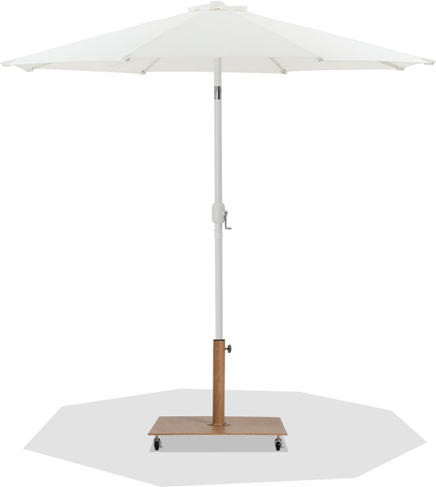 Fiji - Aluminum Patio Umbrella With Square Teak And White Base