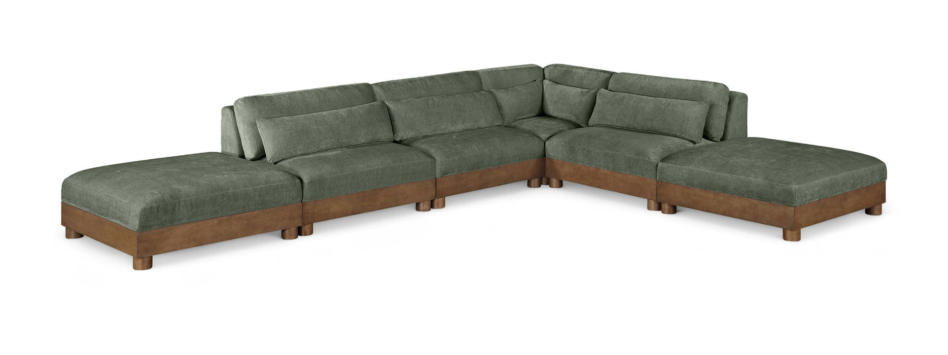 Turin - Chenille Fabric Upholstered Modular Sectional - Green