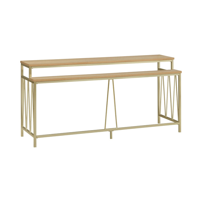 Santorini - 72" Rectangle Wood Console Table - Natural / Brando Brass
