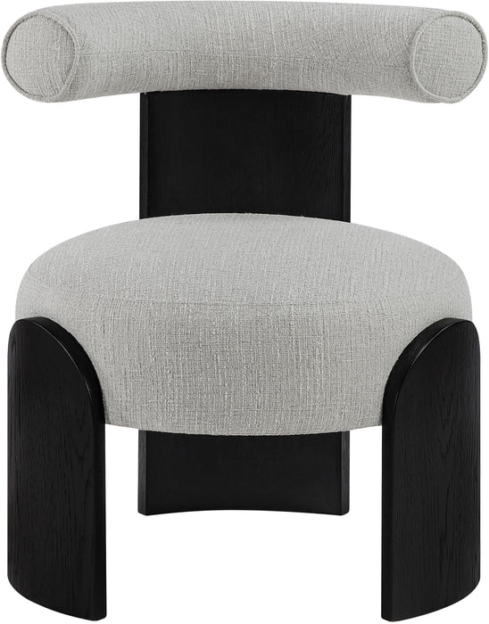 Calder - Linen Textured Fabric Upholstered Accent Chair - Painted Black Base