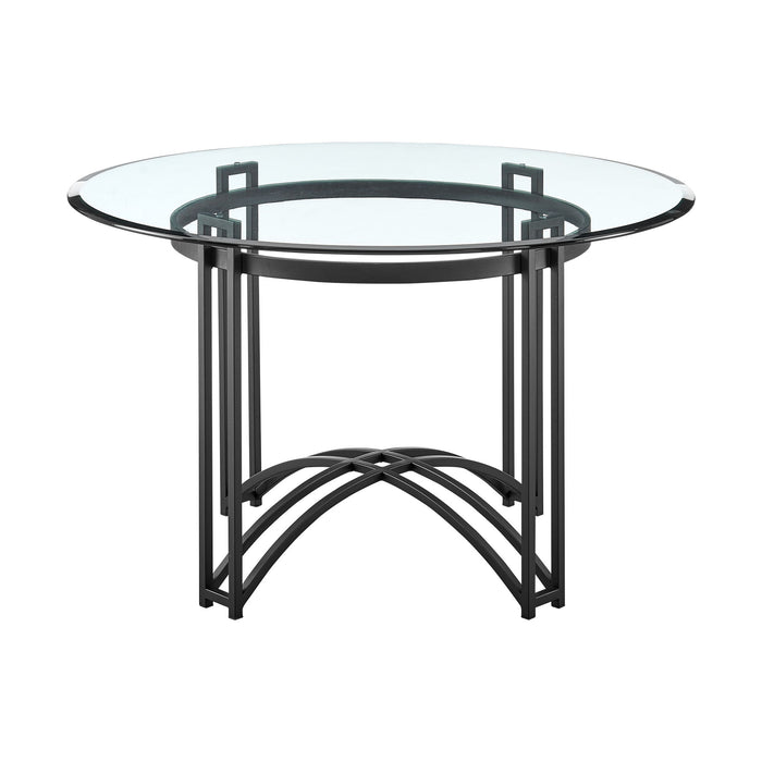 Tibet - Contemporary Round Glass Dining Table - Matte Black