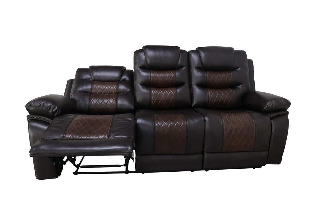 Nikko - Sofa With Dual Recliner - Two Tone Brown