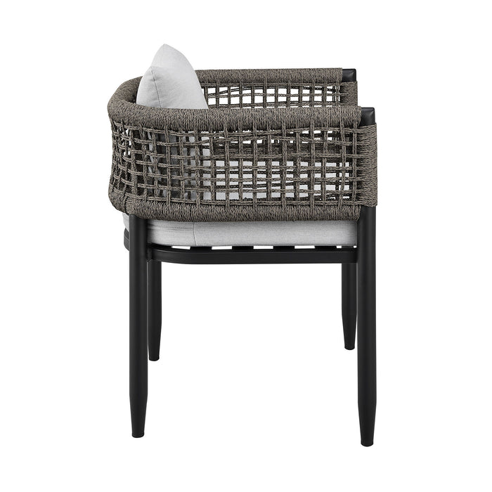 Alegria - Outdoor Patio Dining Chair In Aluminum With Gray Rope And Cushions - (Set Of 2)