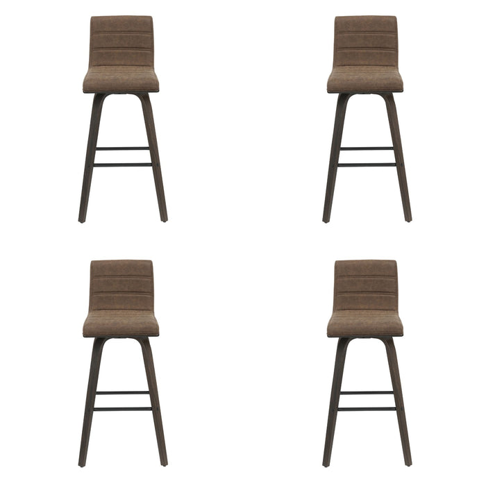 Vienna - 39.5" Swivel Bar Height Square Back Wood Bar Stool With Faux Leather Seat