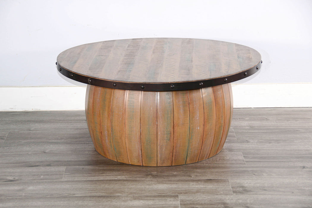 Planked Wood Round Table