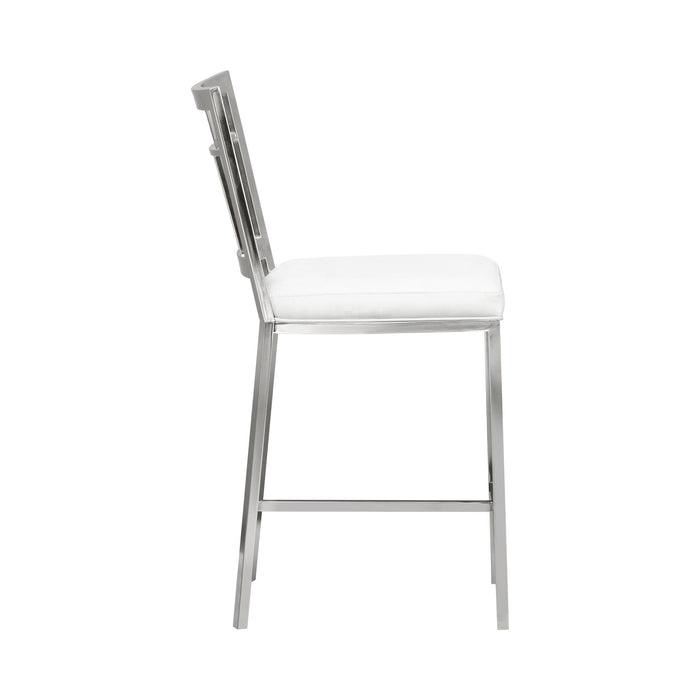 Celina - Counter Height Open Back Metal Barstool With Faux Leather Seat - White