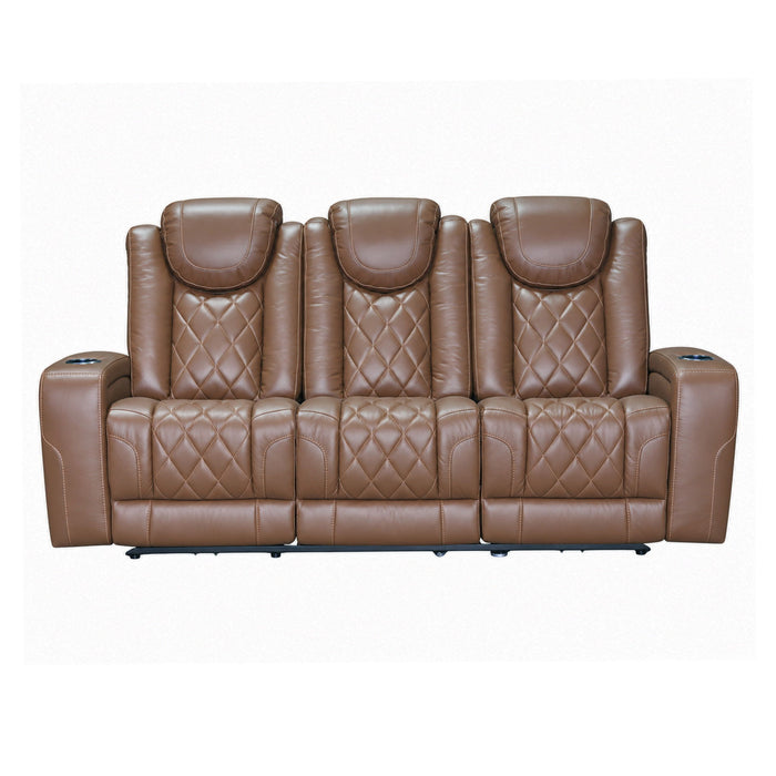 Dorian - Reclining Leather Sofa With Power Headrest And Footrest - Brown