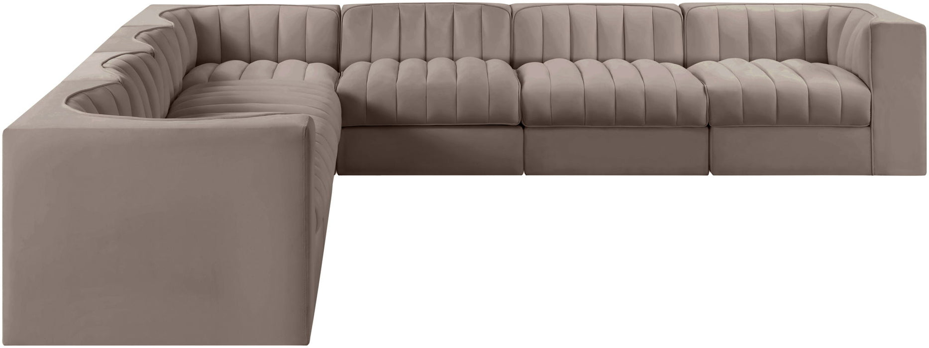 Rummi - Symmetrical Velvet Performance Fabric Upholstered 7 Piece Modular Sectional (With 3 Corner Chairs)