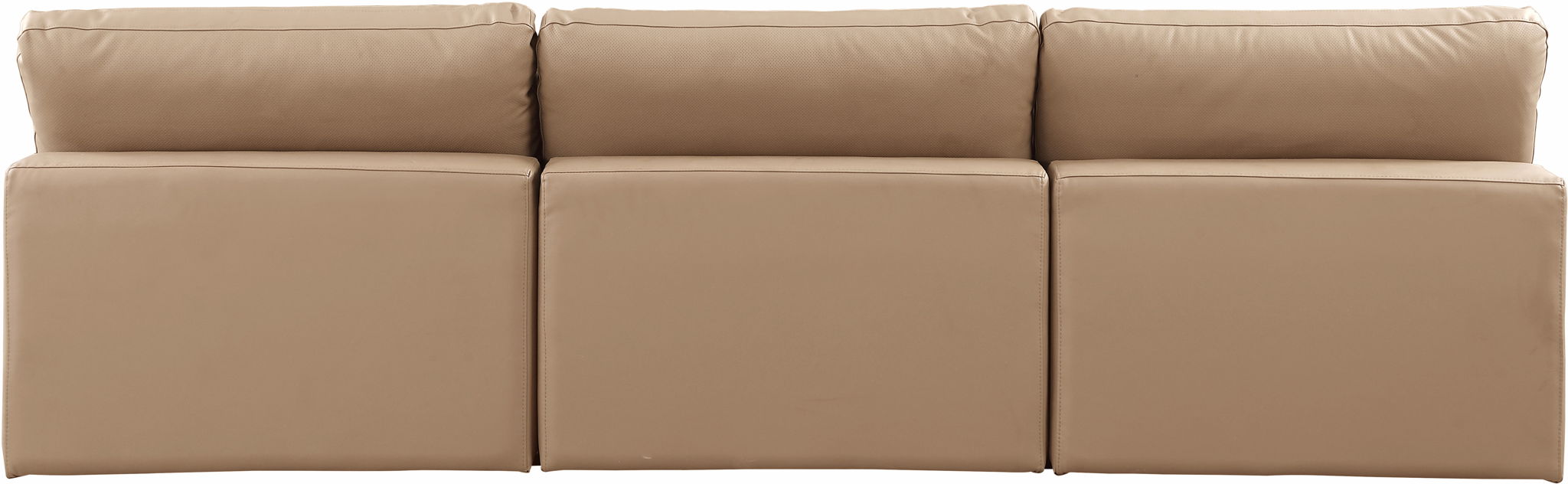 Comfy - Faux Leather Modular Armless Sofa 3 Pieces - Tan